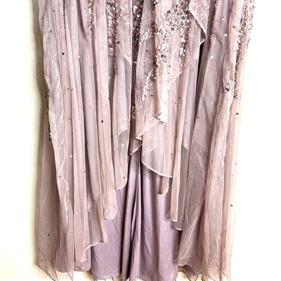 Mac Duggal SEQUINED BUTTERFLY SLEEVE HIGH LOW GOWN dress size 12 - Picture 7 of 14